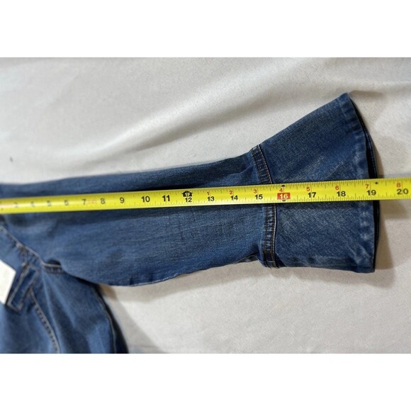 Chic Womens Denim Slim Cheongsam Collar Flared Sleeve Mermaid Dress Size Large - Picture 8 of 15